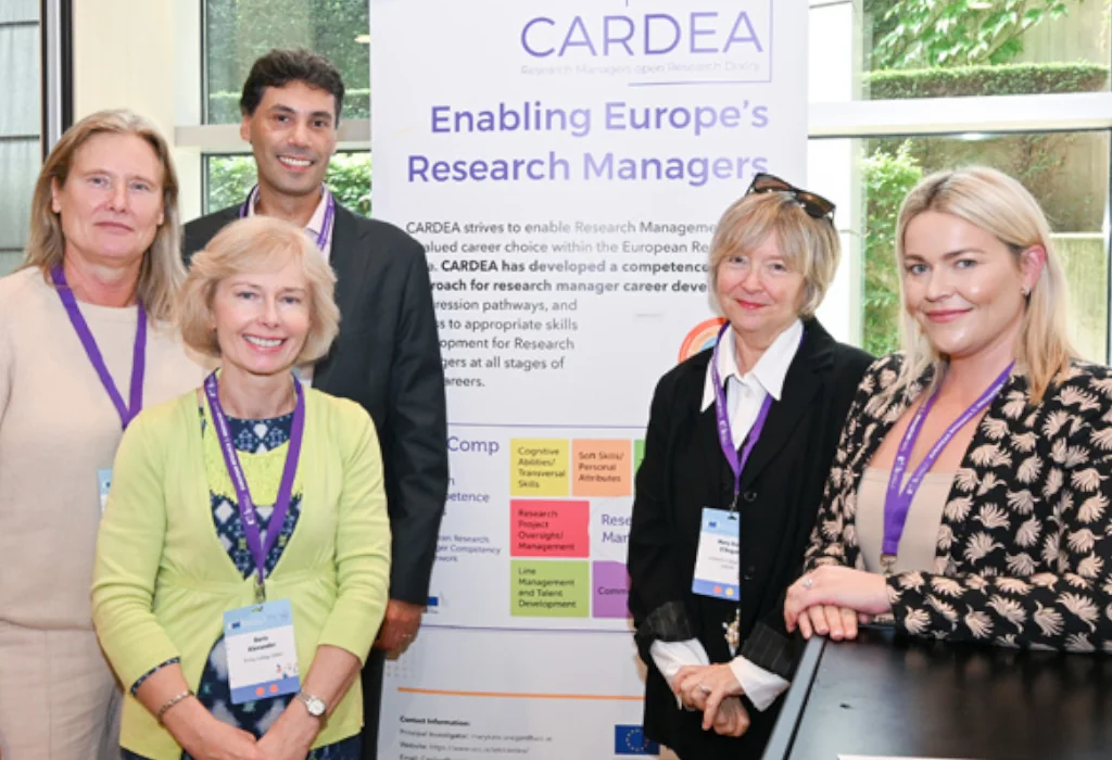 Photo (L-R): Rinkse Van Den Berg (CARDEA Project Officer European Research Executive Agency, European Commission), Dario Capezzuto (Policy Officer European Commission), Doris Alexander (CARDEA Advisory Board Committee Member), Mary Kate O’Regan (Project Co-Ordinator UCC), Dr Olivia O’Leary (Project Manager UCC).  Link to article here